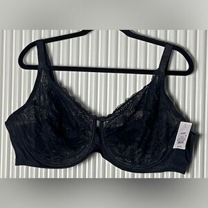 Auden Sheer Black Lace Bra, Size 44DDD
